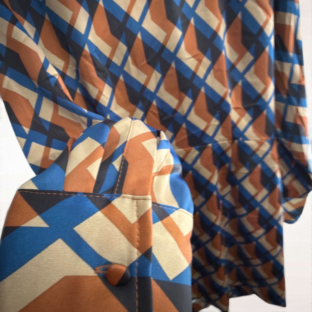 Banana Republic Dress Womens 18 Faux Wrap Geometric Print Long Sleeve Mini Plus‎ - Picture 5 of 7